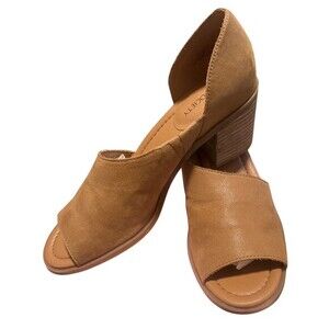 Sole Society Ralimia Brown leather stacked heel open toe Women size 9.5